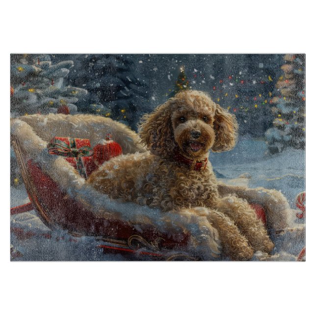 Tabla De Cortar Poodle Perro Navideño Festivo (Anverso)