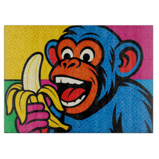 Tabla De Cortar popart banana monkey