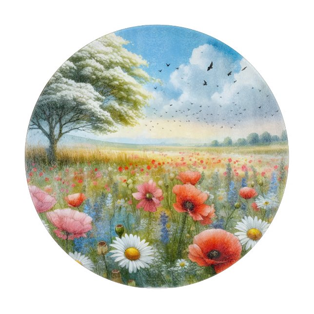 Tabla de cortar Poppy Daisy Meadow (Anverso)