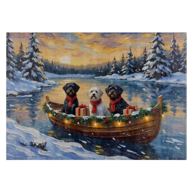 Tabla De Cortar Portuguese Water Dog Christmas Boat Holiday (Anverso)