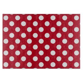 Tabla De Cortar Pos de polka blanca sobre rojo