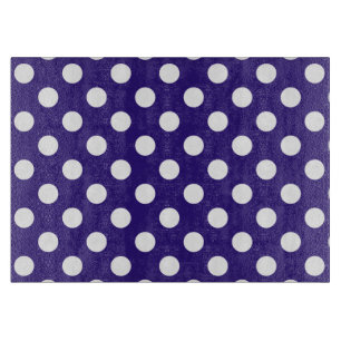 Tabla De Cortar Pos de polka blanco sobre azul oscuro
