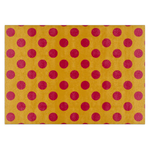 Tabla De Cortar Pos rojos de polka sobre amarillo