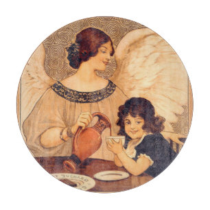 Tabla De Cortar Póster Antiguo de Ángel de Chocolate Francés: Arte