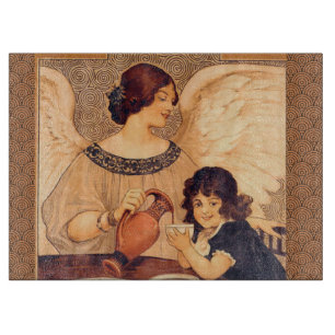 Tabla De Cortar Póster Antiguo del Ángel de Chocolate Francés: Art