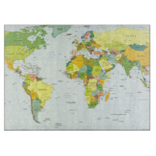 Tabla De Cortar Póster de Atlas Mapa Mundial Político: Decoración