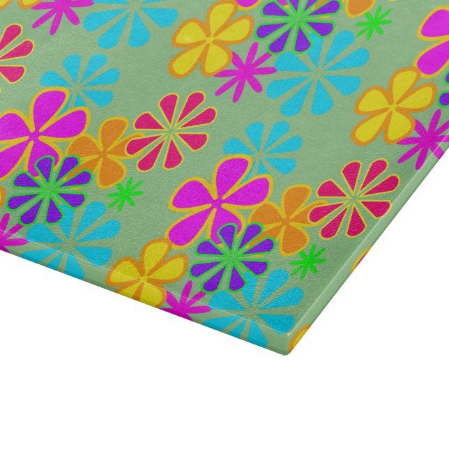 Tabla De Cortar Potencia de flor retro (Borde)