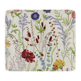 Tabla De Cortar Pradera de flores silvestres botánicas vintage