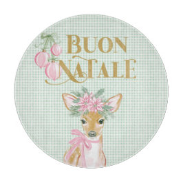 Tabla De Cortar Preppy Pink Deer & Green Gingham Buon Natale