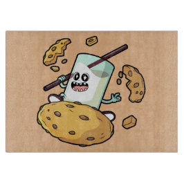 Tabla De Cortar Presentación de leche y galletas