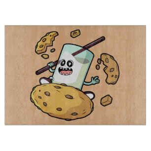 Tabla De Cortar Presentación de leche y galletas