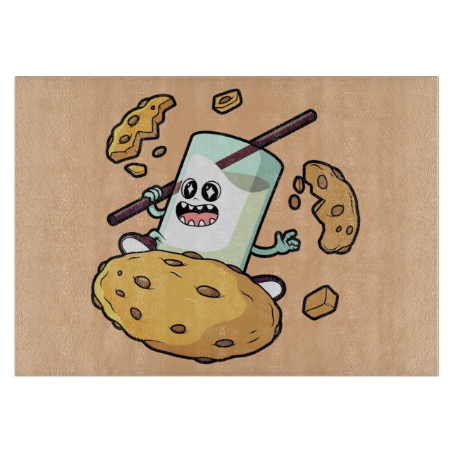 Tabla De Cortar Presentación de leche y galletas (Anverso)