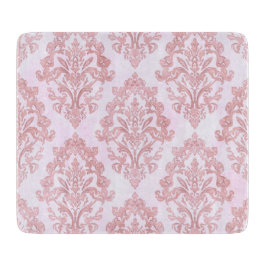 Tabla De Cortar Pretty in Pink Victorian Damask Watercolor Pattern