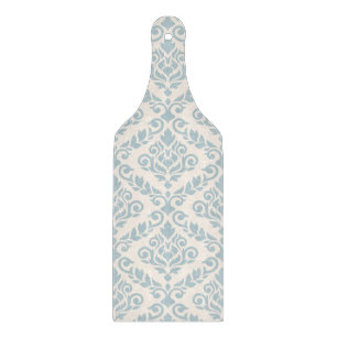 Tabla De Cortar Prima Damask Pattern Blue en crema