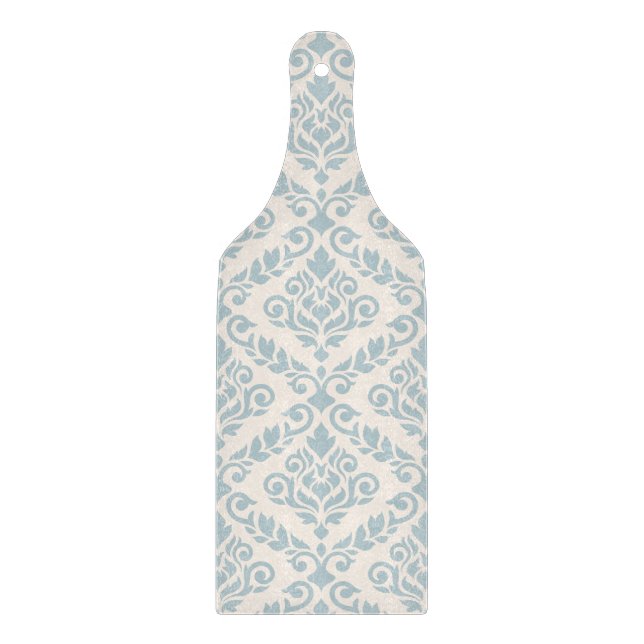Tabla De Cortar Prima Damask Pattern Blue en crema (Anverso)