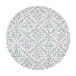 Tabla De Cortar Prima Damask Pattern Blue en crema