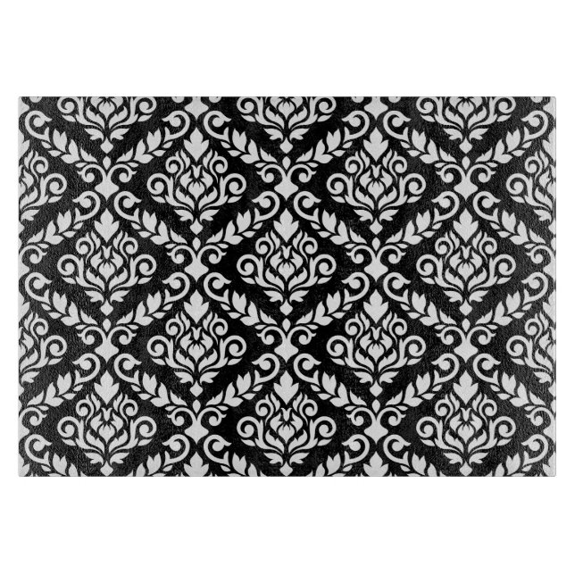 Tabla De Cortar Prima Damask Pattern White en negro (Anverso)
