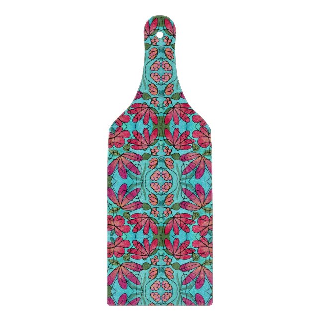 TABLA DE CORTAR PRIMAVERA NEUROGRÁFICA FLORES COLORES DE AGUA (Anverso)