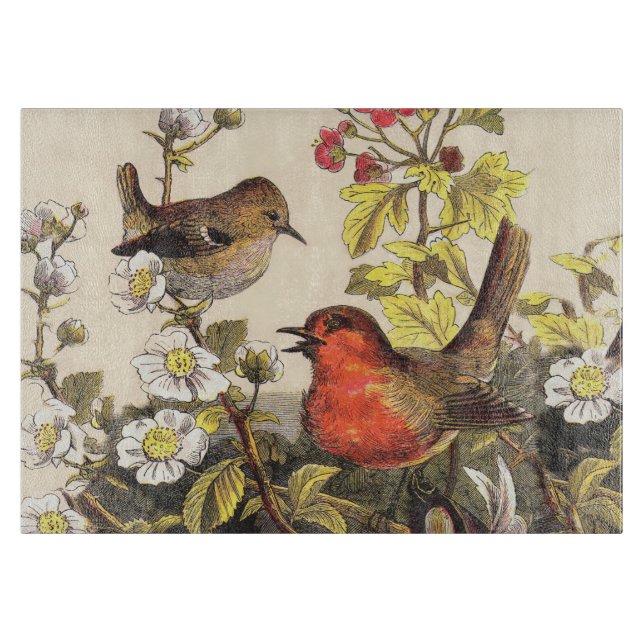 Tabla De Cortar Primavera Robin Birds Red Birds (Anverso)