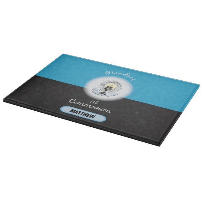 Tabla De Cortar Primera comunión del nieto, Copa Azul (Borde)