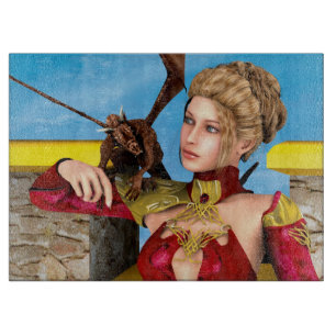Tabla De Cortar Princesa Dragón Fantasía Arte Digital