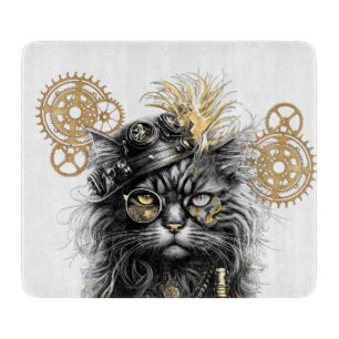Tabla De Cortar Profesor Sprocket-Paws El Gato Funky Steampunk 