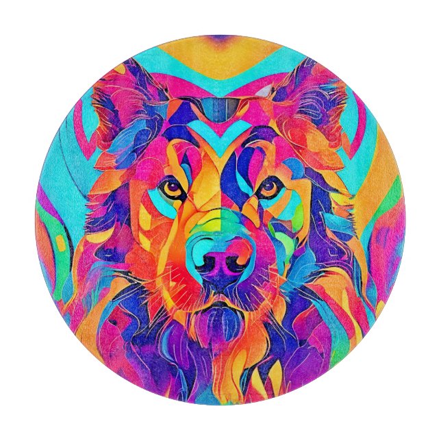 Tabla De Cortar Psychedelic Wolf Majesty (Anverso)