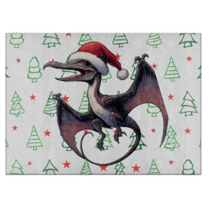Tabla De Cortar pterodáctilo de gorro de Santa de Navidad