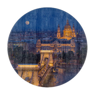 Tabla De Cortar Puente de cadena y luna llena en la noche