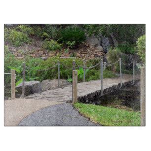 Tabla De Cortar Puente de jardín de madera rústica con barandilla