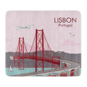 Tabla De Cortar Puente de Lisboa sobre el río Tajo al estilo vinta