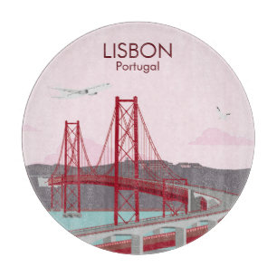 Tabla De Cortar Puente de Lisboa sobre el río Tajo al estilo vinta