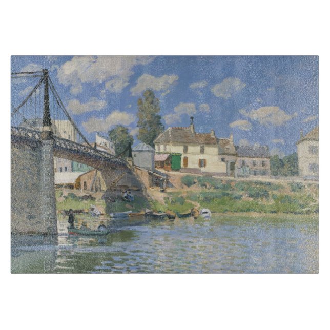 Tabla De Cortar Puente en Villeneu por Sisley Impresionist Paint (Anverso)