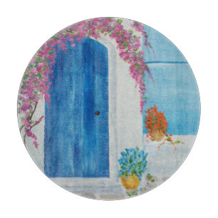 Tabla De Cortar Puerta azul griega