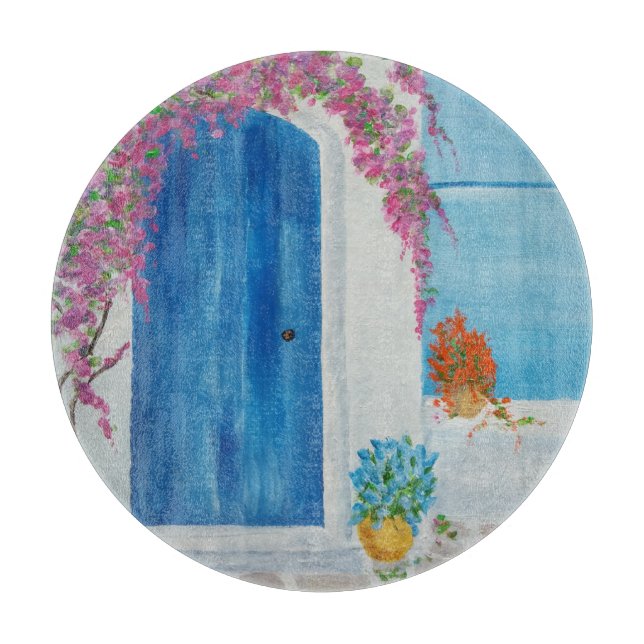 Tabla De Cortar Puerta azul griega (Anverso)