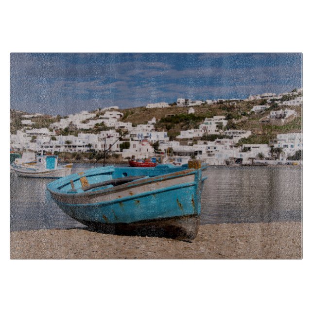 Tabla De Cortar Puerto y puerto con barcos de pesca griegos (Anverso)