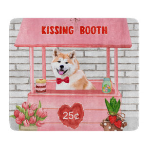 Tabla De Cortar Puesto de besos del perro Akita el día de San Vale