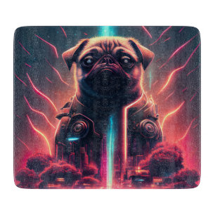 Tabla De Cortar Pug Adorable con Disfraz de Robot Futurista