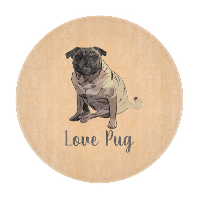 Tabla De Cortar Pug de amor (Anverso)