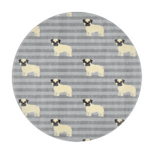 Tabla De Cortar Pug Gris Rayado
