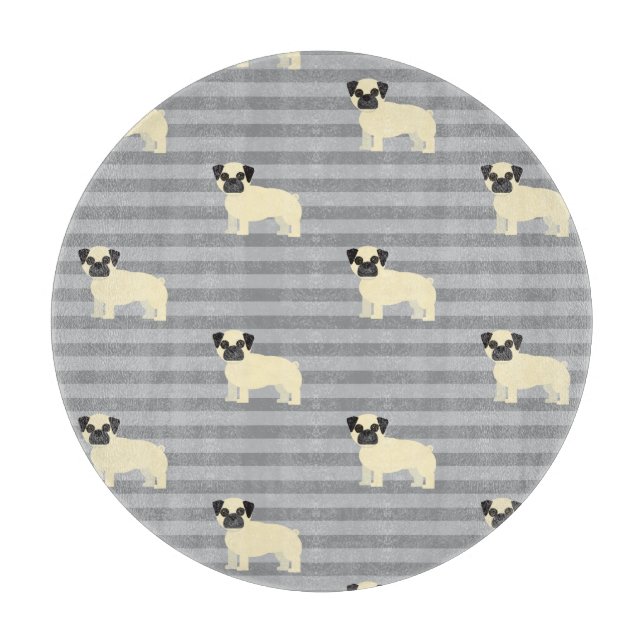 Tabla De Cortar Pug Gris Rayado (Anverso)
