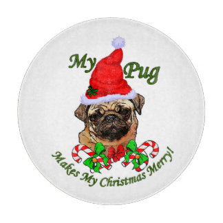 Tabla De Cortar Pug Navidades Merry