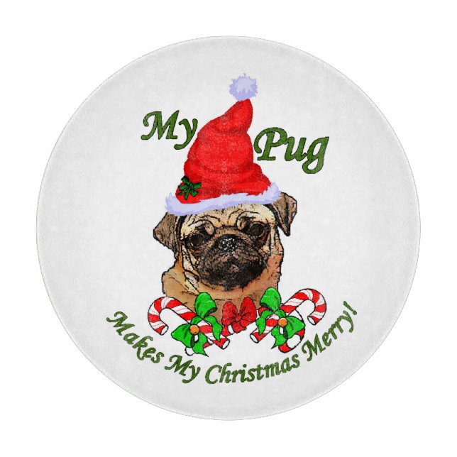 Tabla De Cortar Pug Navidades Merry (Anverso)
