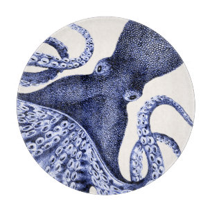 Tabla De Cortar Pulpo azul horizontal