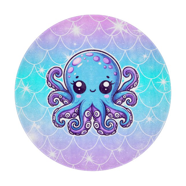Tabla De Cortar Pulpo azul lindo (Anverso)