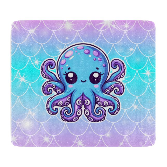 Tabla De Cortar Pulpo azul lindo (Anverso)
