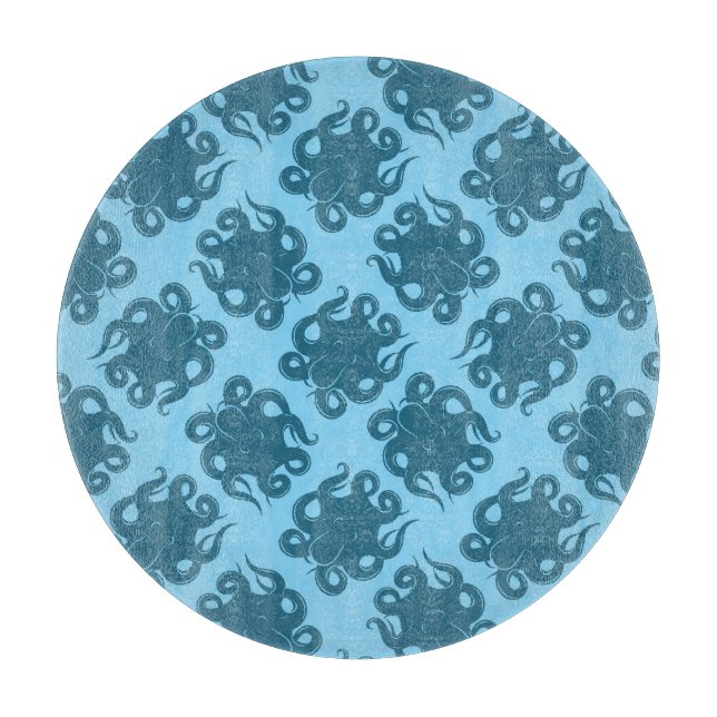 Tabla De Cortar Pulpo en modelo azul (Anverso)