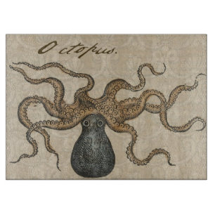 Tabla De Cortar Pulpo Kraken Antiguo Marino Vida Silvestre Costera