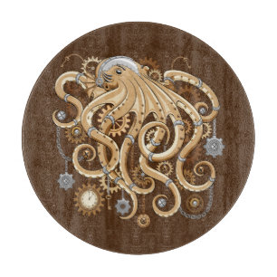 Tabla De Cortar Pulpo Steampunk Retro Fantasía Mecánica