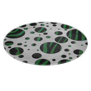 Tabla De Cortar Punto de polka verde y negro de cebra